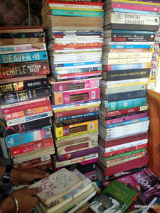 My local raddiwalla who stacks up every book he gets. I've picked some gems from him for a song.